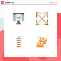 4 Thematic Vector Flat Icons and Editable Symbols of future charging technology zoom email Editable Vector Design Elements