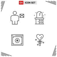 4 Icons Line Style. Grid Based Creative Outline Symbols for Website Design. Simple Line Icon Signs Isolated on White Background. 4 Icon Set. vector