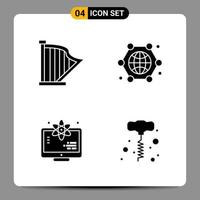 4 signos de símbolos de glifo de paquete de iconos negros para diseños receptivos sobre fondo blanco. 4 iconos establecidos. vector