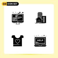 4 Creative Icons for Modern website design and responsive mobile apps. 4 Glyph Symbols Signs on White Background. 4 Icon Pack. vector