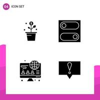 Glyph Icon set. Pack of 4 Solid Icons isolated on White Background for responsive Website Design Print and Mobile Applications. vector