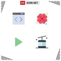 Pack of 4 creative Flat Icons of content media website romantic video Editable Vector Design Elements