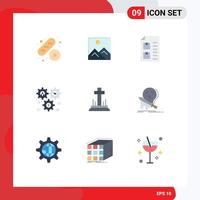 Pack of 9 Modern Flat Colors Signs and Symbols for Web Print Media such as celebration configuration delivery setting cog Editable Vector Design Elements