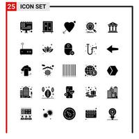 25 General Icons for website design print and mobile apps. 25 Glyph Symbols Signs Isolated on White Background. 25 Icon Pack. vector