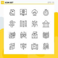 Collection of 16 Universal Line Icons. Icon Set for Web and Mobile. vector