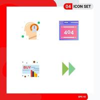 Universal Icon Symbols Group of 4 Modern Flat Icons of fast buy mind computing hand Editable Vector Design Elements