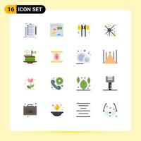 Set of 16 Commercial Flat Colors pack for connection network designer distribute sound Editable Pack of Creative Vector Design Elements