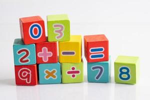 Math number colorful on white background, education study mathematics learning teach concept. photo