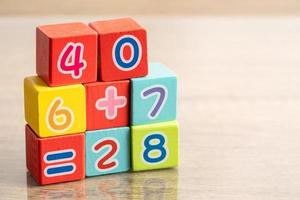 Math number colorful on white background, education study mathematics learning teach concept. photo