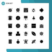 25 Universal Solid Glyph Signs Symbols of path flower money easter web Editable Vector Design Elements