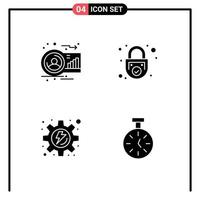 Stock Vector Icon Pack of Line Signs and Symbols for analysis security human padlock gear Editable Vector Design Elements