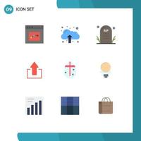 9 Universal Flat Colors Set for Web and Mobile Applications egg upload death up arrow Editable Vector Design Elements