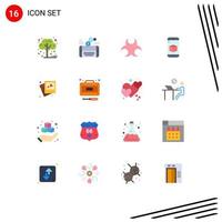 Group of 16 Flat Colors Signs and Symbols for frame box twitter cell science Editable Pack of Creative Vector Design Elements