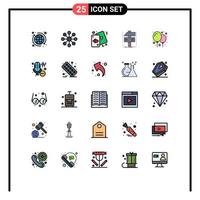 Mobile Interface Filled line Flat Color Set of 25 Pictograms of balloon developer heart develop build Editable Vector Design Elements