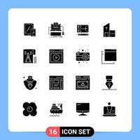 Universal Icon Symbols Group of 16 Modern Solid Glyphs of modern christian monoblock building online Editable Vector Design Elements