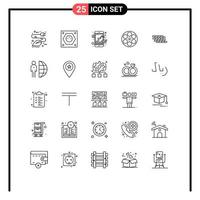 Pack of 25 Modern Lines Signs and Symbols for Web Print Media such as tank movie power film stock Editable Vector Design Elements