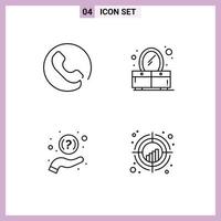 4 Thematic Vector Filledline Flat Colors and Editable Symbols of answer support bedroom faq crosshair Editable Vector Design Elements