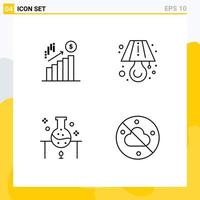 4 Creative Icons Modern Signs and Symbols of business science dollar table science lab Editable Vector Design Elements