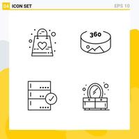 Set of 4 Vector Filledline Flat Colors on Grid for baby base kid view data Editable Vector Design Elements