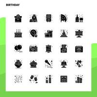 25 conjunto de iconos de cumpleaños plantilla de ilustración de vector de icono de glifo sólido para ideas web y móviles para empresa comercial