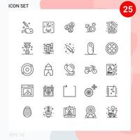 Mobile Interface Line Set of 25 Pictograms of female symbol moon gender group Editable Vector Design Elements