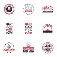 Happy fathers day 9 Black and Pink vintage retro type font Illustrator eps10 Editable Vector Design Elements