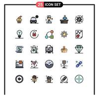 25 Thematic Vector Filled line Flat Colors and Editable Symbols of setting worker vehicles office cashier Editable Vector Design Elements