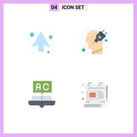 4 iconos planos universales establecidos para aplicaciones web y móviles dirección del libro de flechas aprendizaje mental elementos de diseño vectorial editables vector