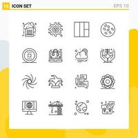 Modern Set of 16 Outlines Pictograph of seo consulting sesame track media Editable Vector Design Elements