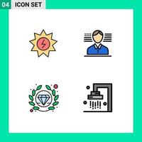 Set of 4 Modern UI Icons Symbols Signs for energy seo power flag bathroom Editable Vector Design Elements