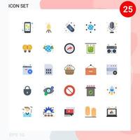 grupo de 25 colores planos modernos establecidos para elementos de diseño de vectores editables usb de campo de internet de micrófono