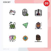 Modern Set of 9 Filledline Flat Colors and symbols such as arrow hiking blue nature forest Editable Vector Design Elements