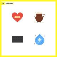 Pack of 4 Modern Flat Icons Signs and Symbols for Web Print Media such as hurt money love gold keyboard Editable Vector Design Elements