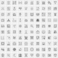 paquete de 100 iconos de líneas universales para móviles y web vector