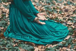 Close up lady sitting on ground concept photo