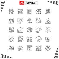 25 Icons Line Style. Grid Based Creative Outline Symbols for Website Design. Simple Line Icon Signs Isolated on White Background. 25 Icon Set. vector