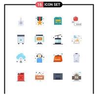 Mobile Interface Flat Color Set of 16 Pictograms of university school prize knowledge presentation Editable Pack of Creative Vector Design Elements