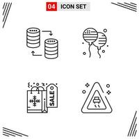 4 Icons Line Style. Grid Based Creative Outline Symbols for Website Design. Simple Line Icon Signs Isolated on White Background. 4 Icon Set. vector