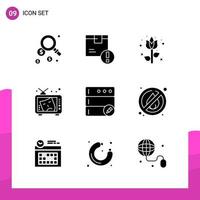 Glyph Icon set. Pack of 9 Solid Icons isolated on White Background for responsive Website Design Print and Mobile Applications. vector