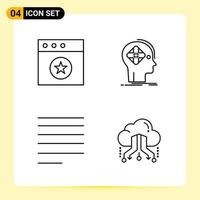 4 Creative Icons for Modern website design and responsive mobile apps. 4 Outline Symbols Signs on White Background. 4 Icon Pack. vector