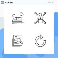 Modern 4 Line style icons. Outline Symbols for general use. Creative Line Icon Sign Isolated on White Background. 4 Icons Pack. vector