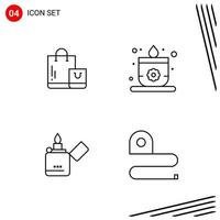 Collection of 4 Vector Icons in Line style. Pixle Perfect Outline Symbols for Web and Mobile. Line Icon Signs on White Background. 4 Icons.
