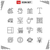 16 Icons Line Style. Grid Based Creative Outline Symbols for Website Design. Simple Line Icon Signs Isolated on White Background. 16 Icon Set. vector