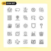 25 iconos creativos para el diseño moderno de sitios web y aplicaciones móviles receptivas 25 símbolos de contorno signos sobre fondo blanco paquete de 25 iconos fondo de vector de icono negro creativo