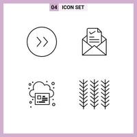 Line Pack of 4 Universal Symbols of arrows page mail tick cloud Editable Vector Design Elements