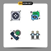 Set of 4 Modern UI Icons Symbols Signs for computer duration bubble eye summary Editable Vector Design Elements