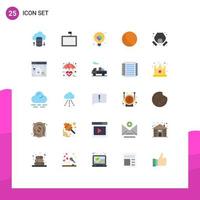 Pictogram Set of 25 Simple Flat Colors of interface pollution puzzle mask toy Editable Vector Design Elements