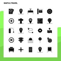 25 Maps Travel Icon set Solid Glyph Icon Vector Illustration Template For Web and Mobile Ideas for business company