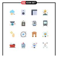 Group of 16 Modern Flat Colors Set for technician engineer app electrician user Editable Pack of Creative Vector Design Elements