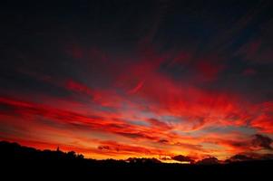 Beautiful fiery red sunset photo